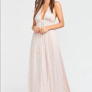 Show Me Your Mumu Luna Halter Dress in Magic Mauve Glimmer | Size S | Blush